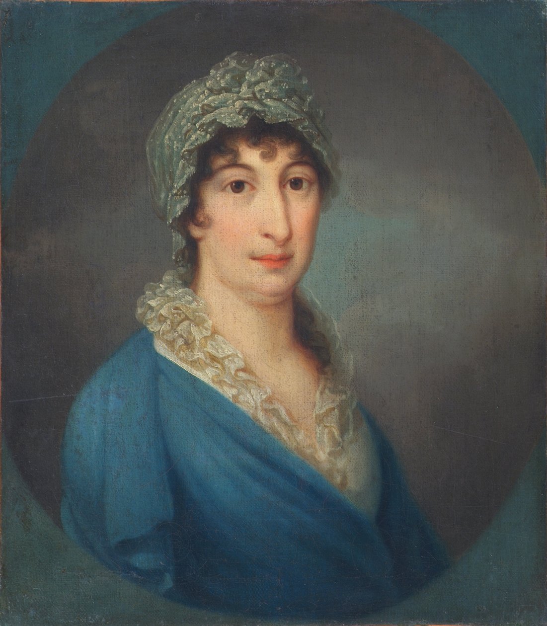 senhora de vestido azul de Leopold Blonder