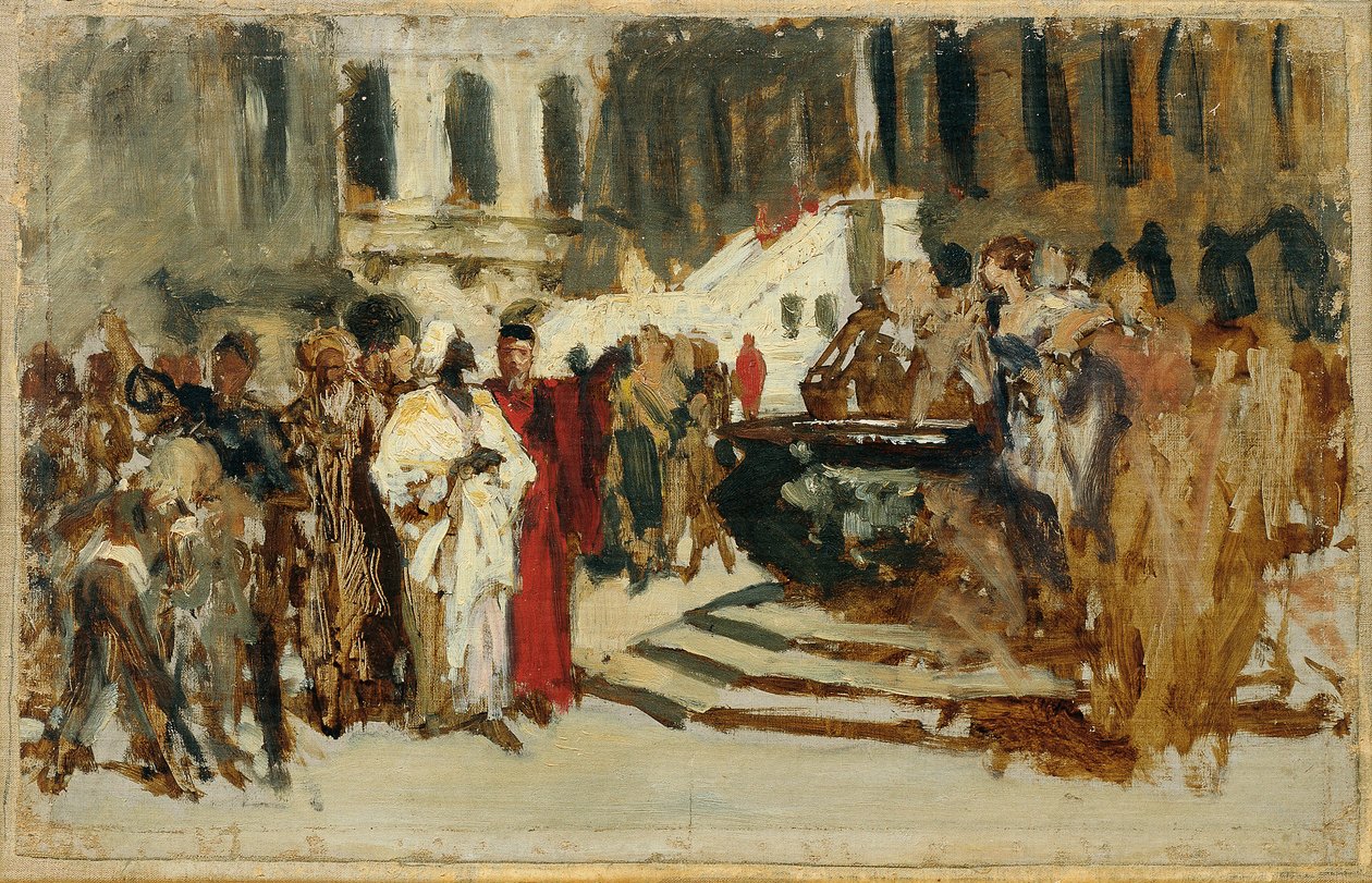 Esboço para a pintura "Comerciantes Árabes em Veneza" de Leopold Carl Muller
