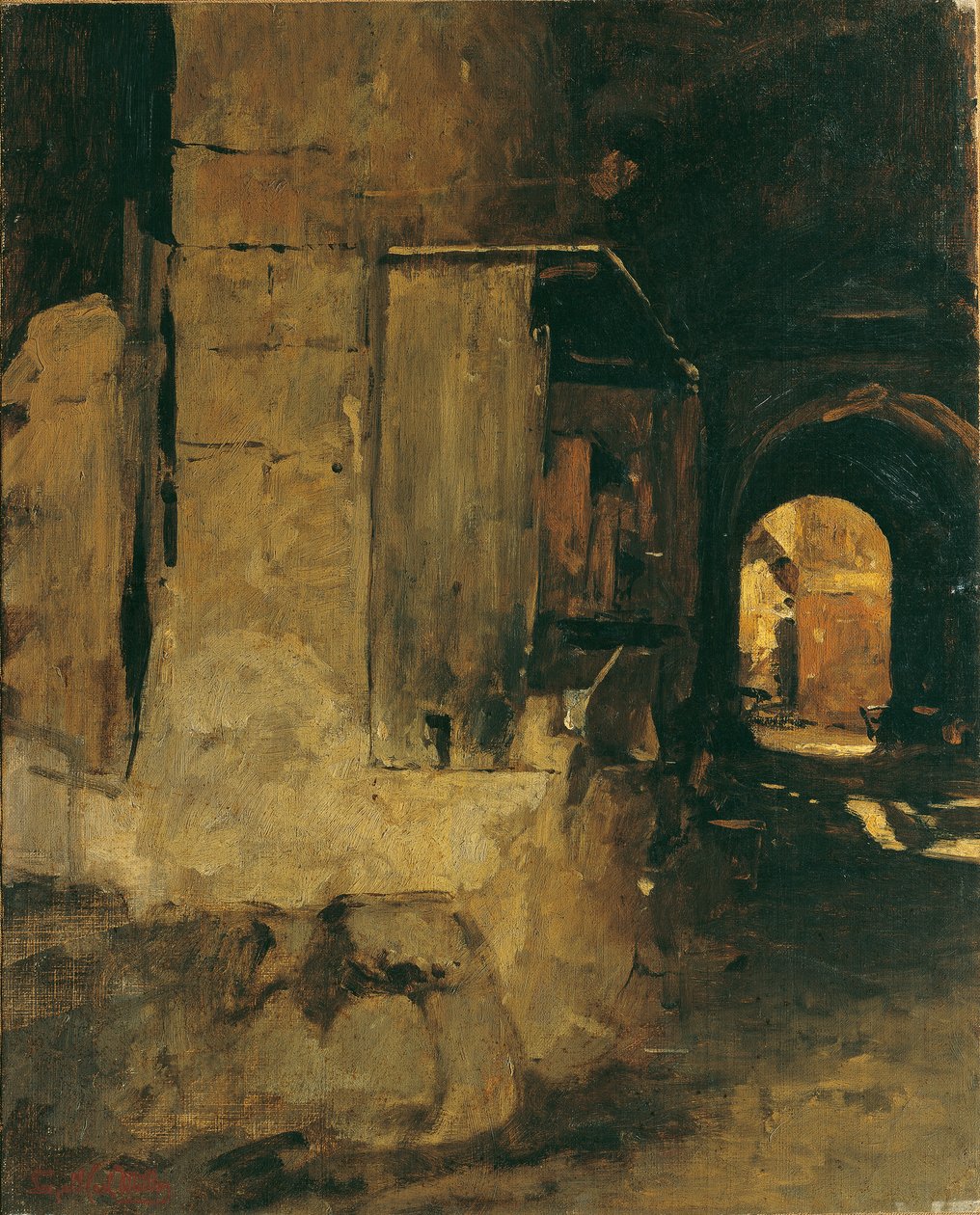 Porta de uma casa árabe de Leopold Carl Muller
