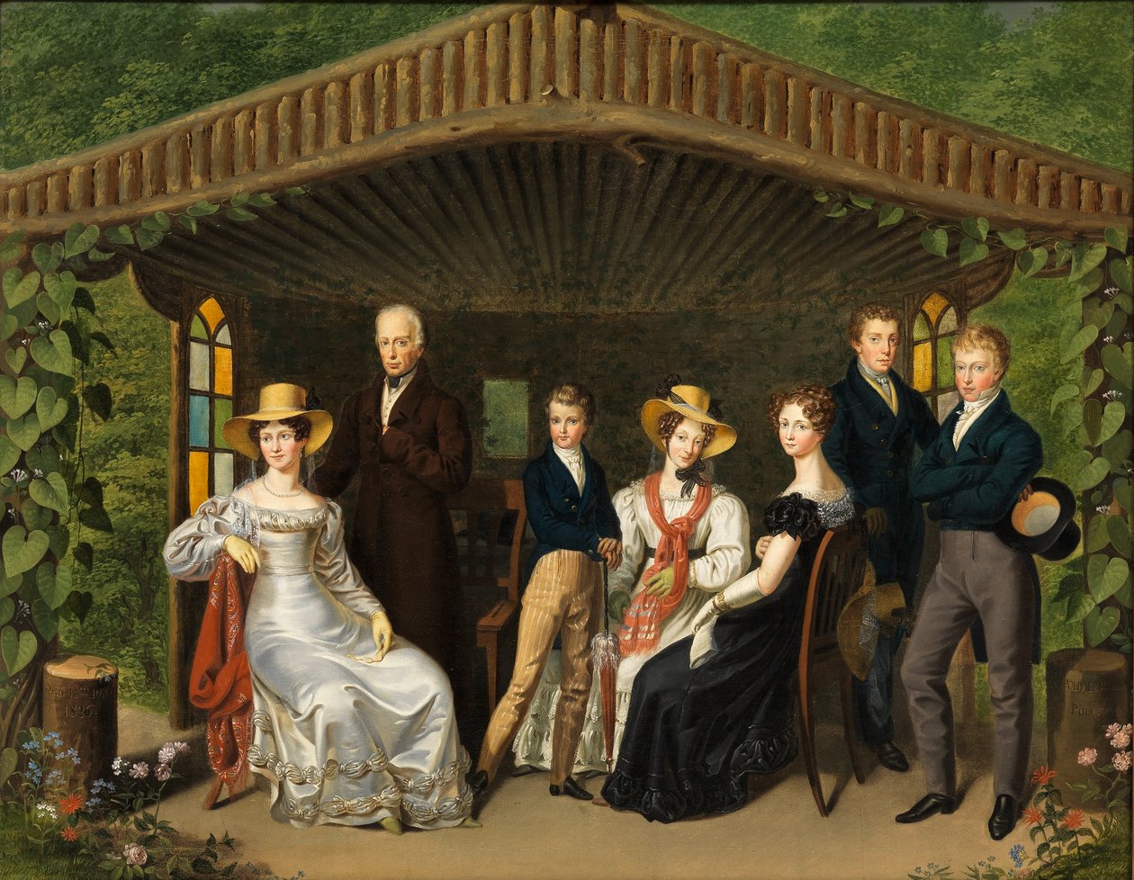 Alemão: A família imperial à volta do Duque de Reichstadt numa casa de verão de Leopold Fertbauer