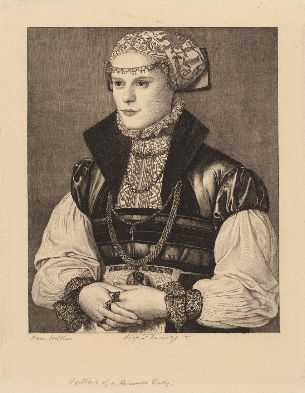Retrato de uma dama alemã de Leopold Flameng