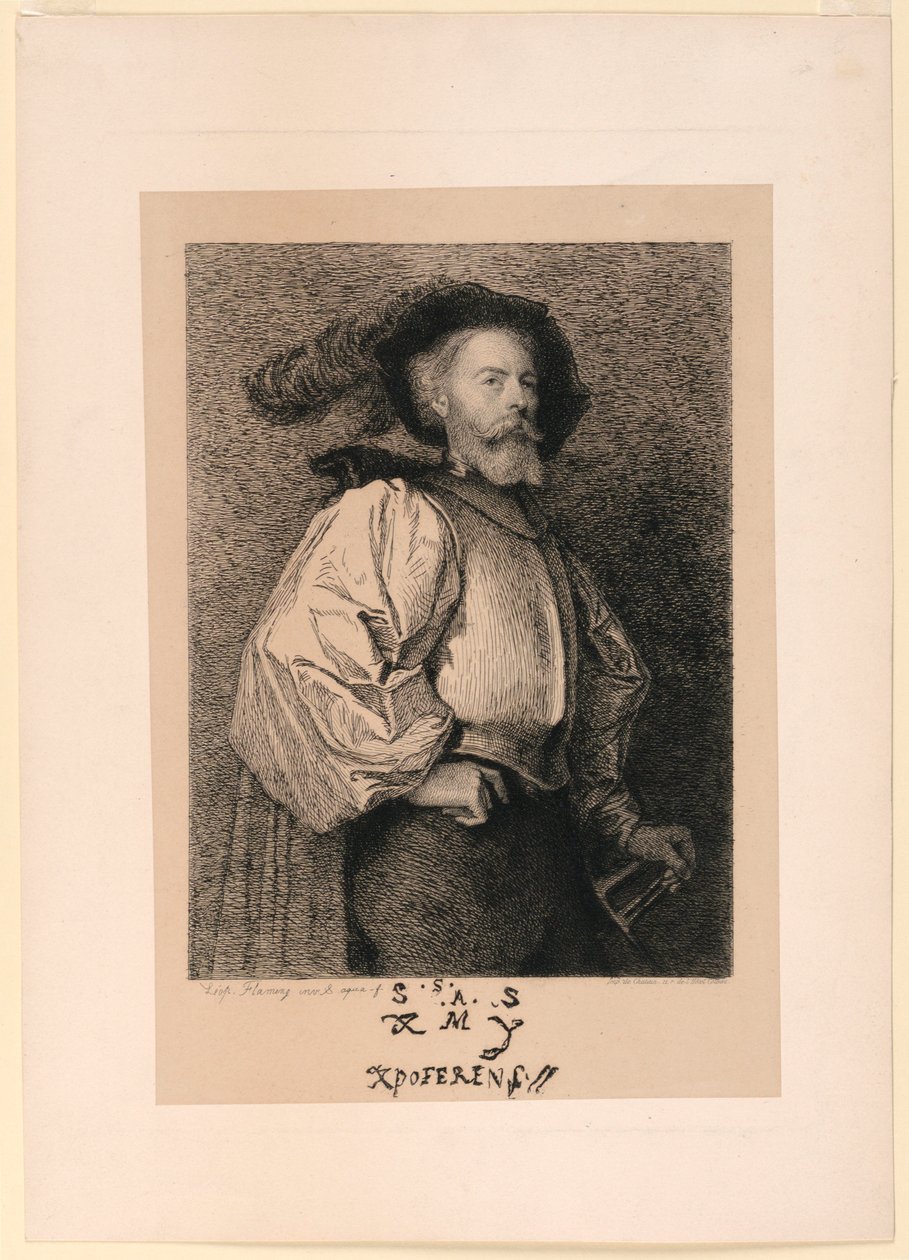 Autorretrato como Cavalier de Leopold Flameng