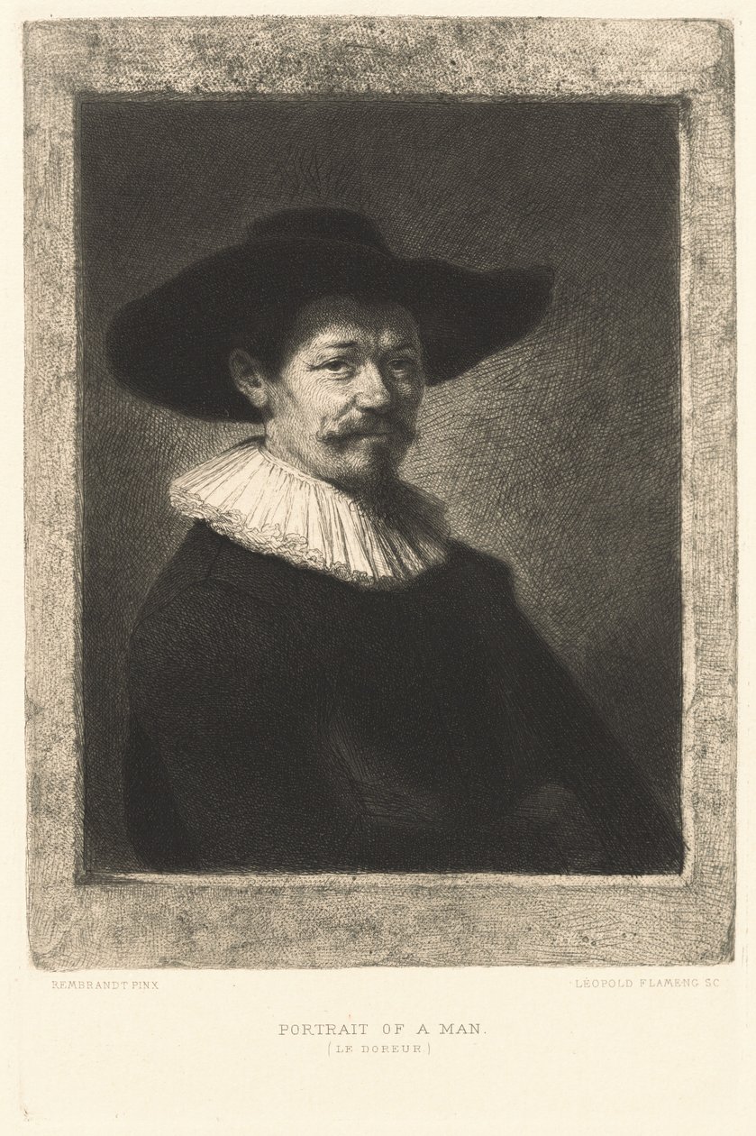Retrato de um homem (The Gilder) de Leopold Flameng after Rembrandt van Rijn