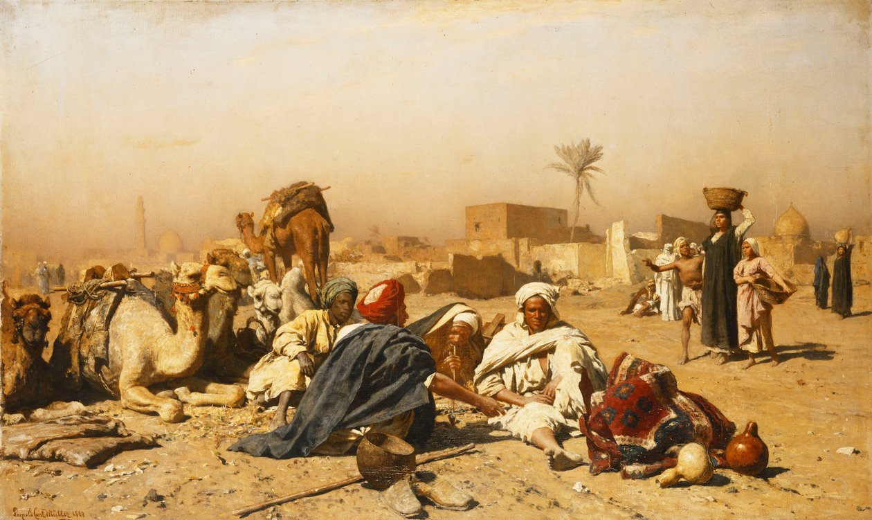Um acampamento árabe, 1880 de Leopold Karl Muller