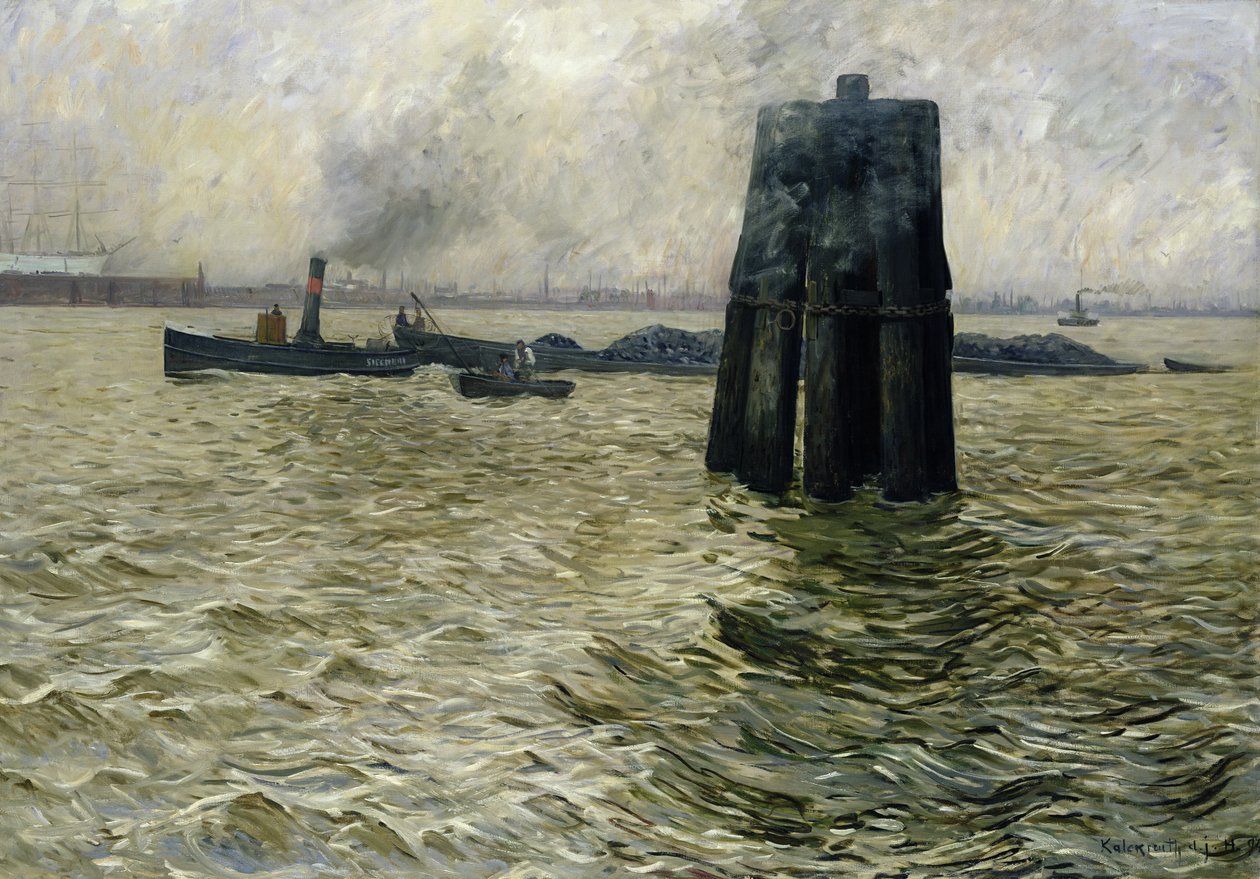 O porto de Hamburgo, 1894 de Leopold Karl Walter von Kalckreuth