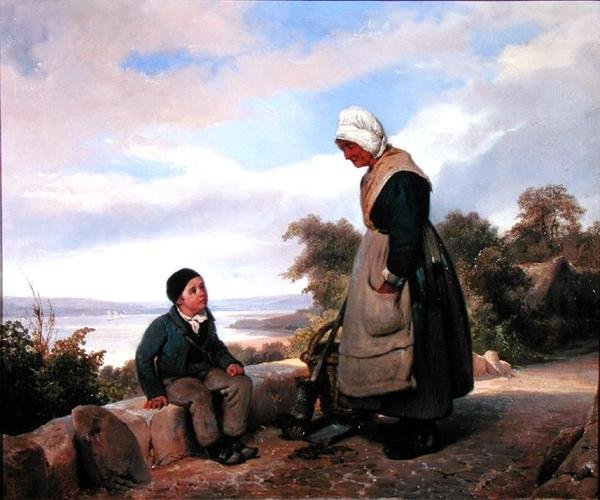 Camponesa Mulher e Rapaz (óleo sobre tela) de Leopold Leprince