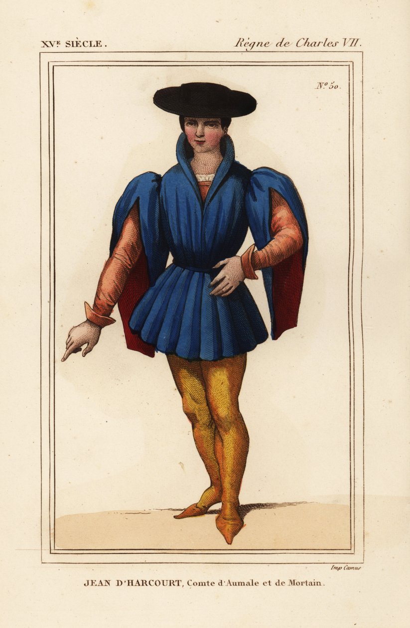 Jean VIII de Harcourt, cavaleiro francês, conde de Aumale e Mortain de Leopold Massard