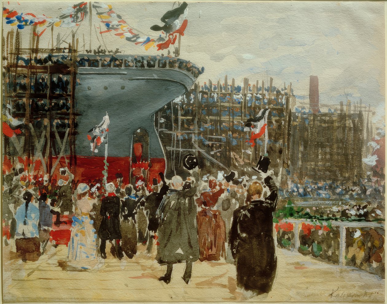 Lançar um navio de Leopold Karl Walter von Kalckreuth