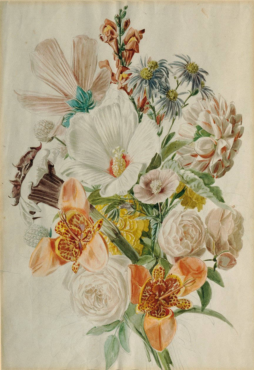 Bouquet com Hibiscus e Lírios de Leopold von Stoll