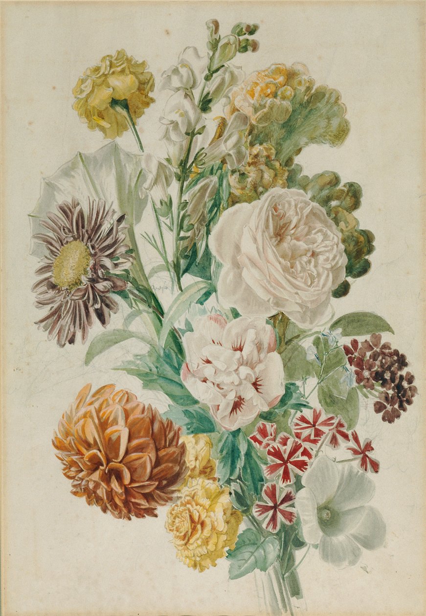 Buquê com rosa e dália de Leopold von Stoll