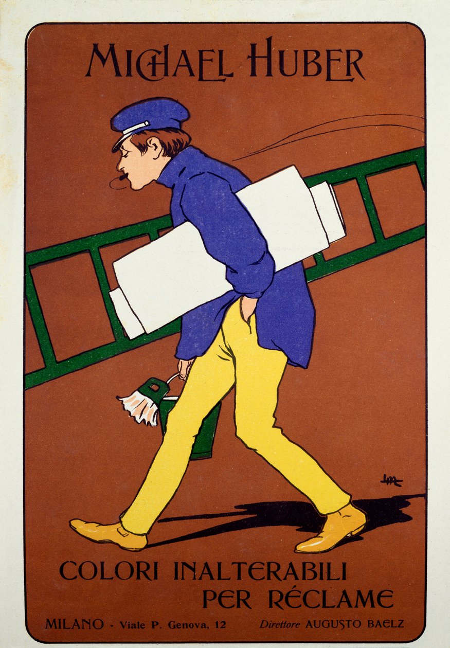 Cartaz publicitário para as cores de Michael Huber de Leopoldo Metlicovitz