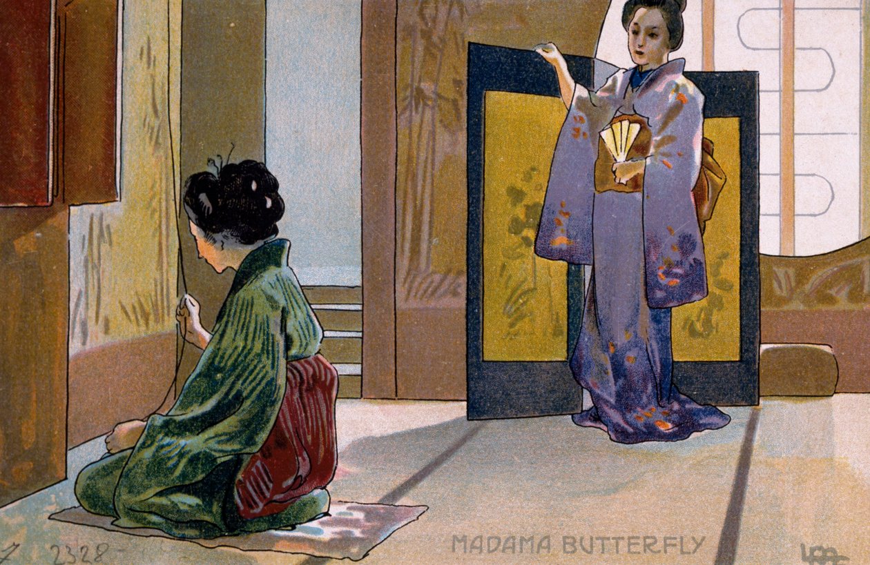 Postal criado para a estreia de "Madame Butterfly", em Brescia de Leopoldo Metlicovitz