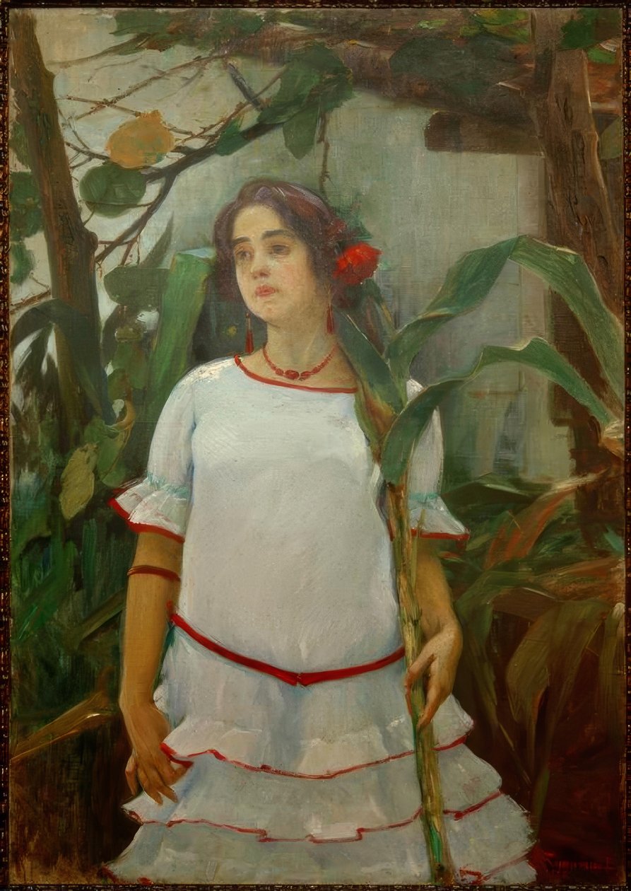 Retrato de muchacha con caña (Menina com bengala) de Leopoldo Romañach
