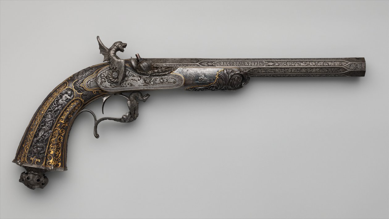 Exposição de Percussão Pistola, Francesa, Paris, datada de 1849 de Lepage Moutier