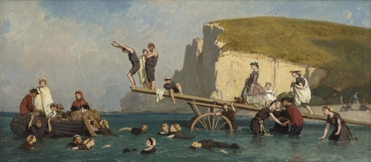 Banhistas em Étretat, c. 1858. de Lepoittevin