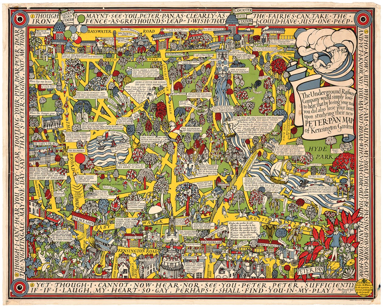Peter Pan Mapa de Kensington Sul de Leslie MacDonald Gill