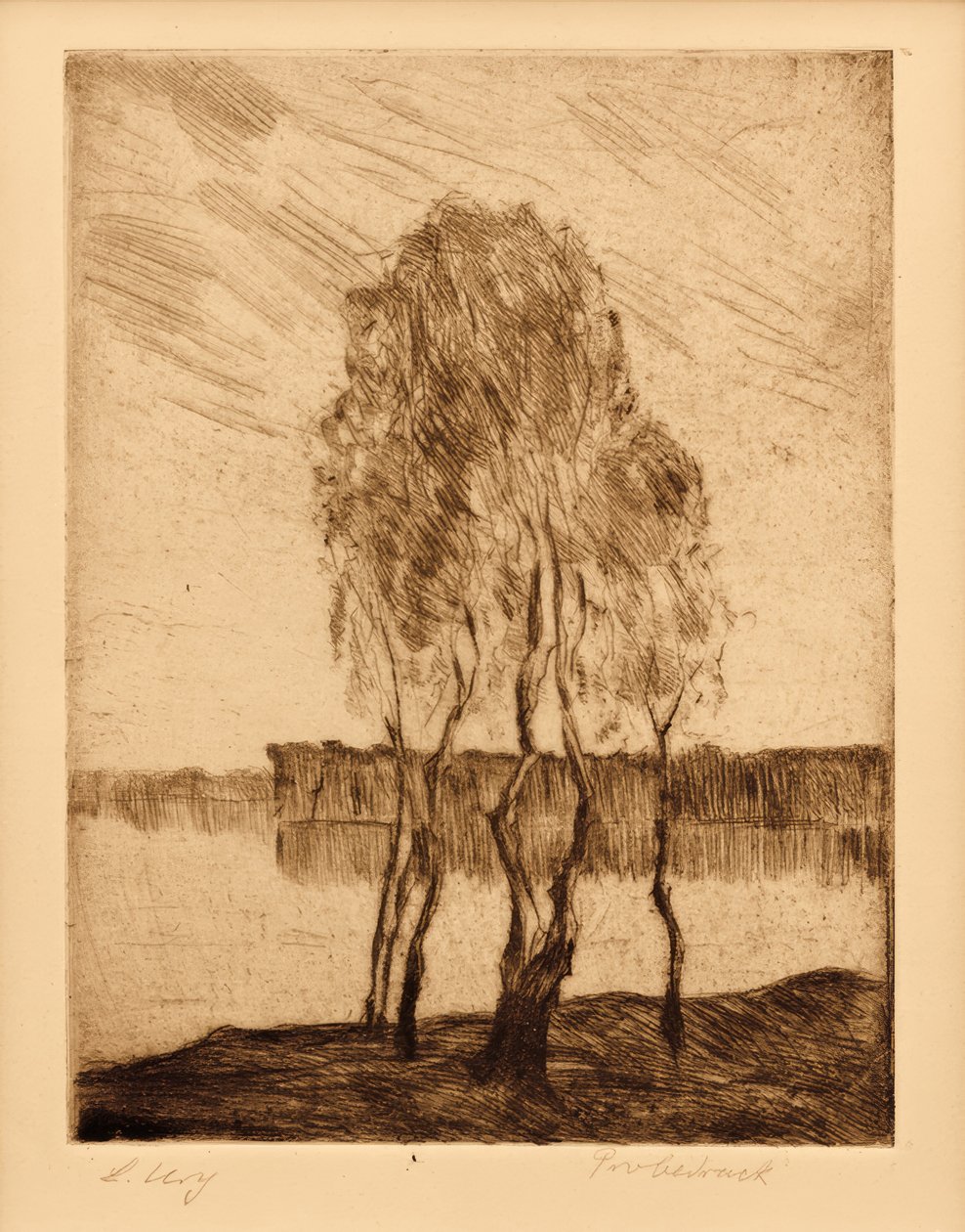 Três bétulas no lago marcha de Lesser Ury
