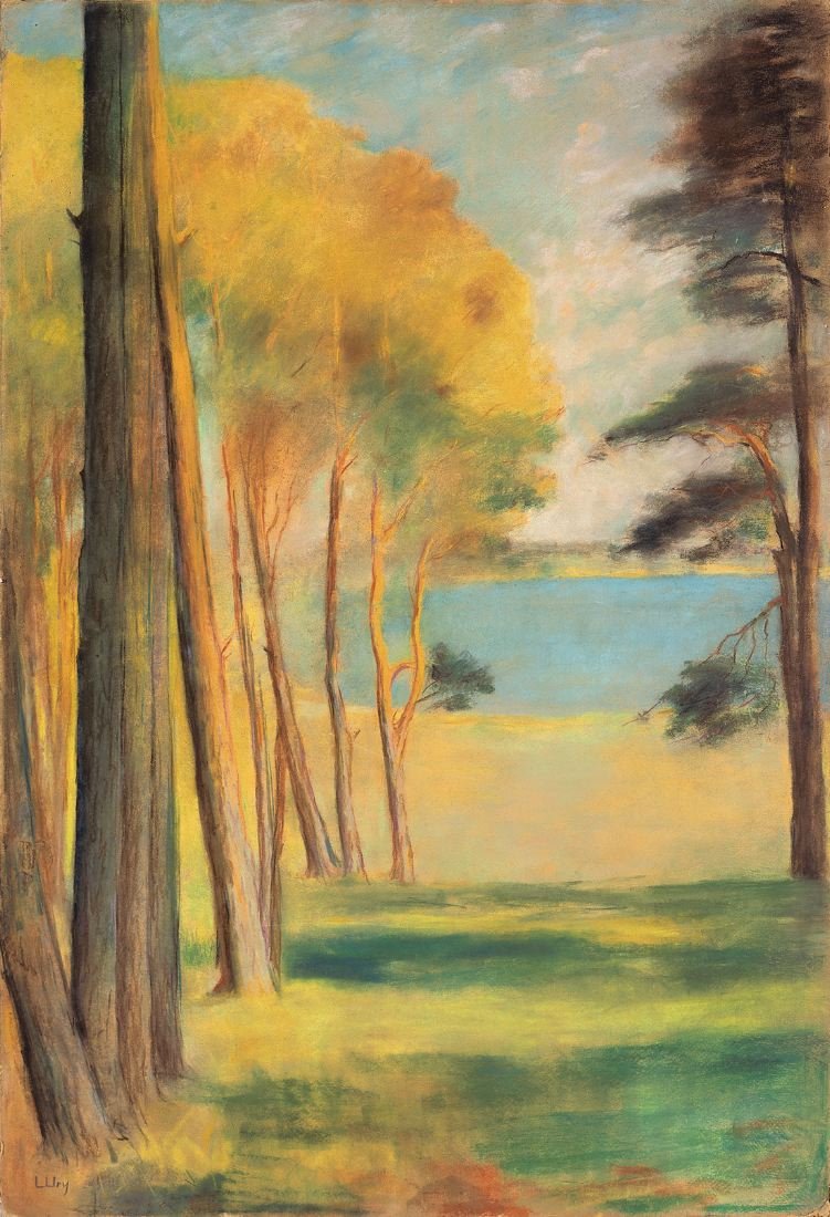 Havelsee com pinheiros de Lesser Ury