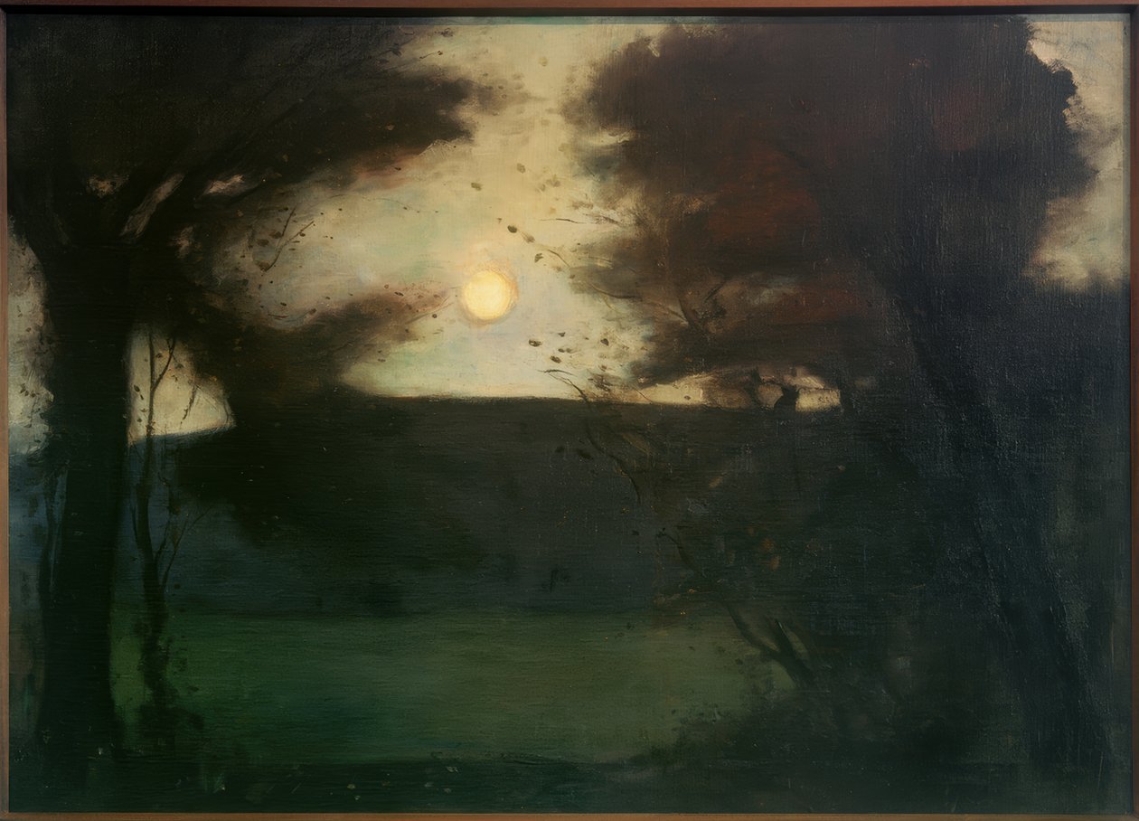 Nascer da lua sobre o Grunewaldsee (paisagem lunar) de Lesser Ury