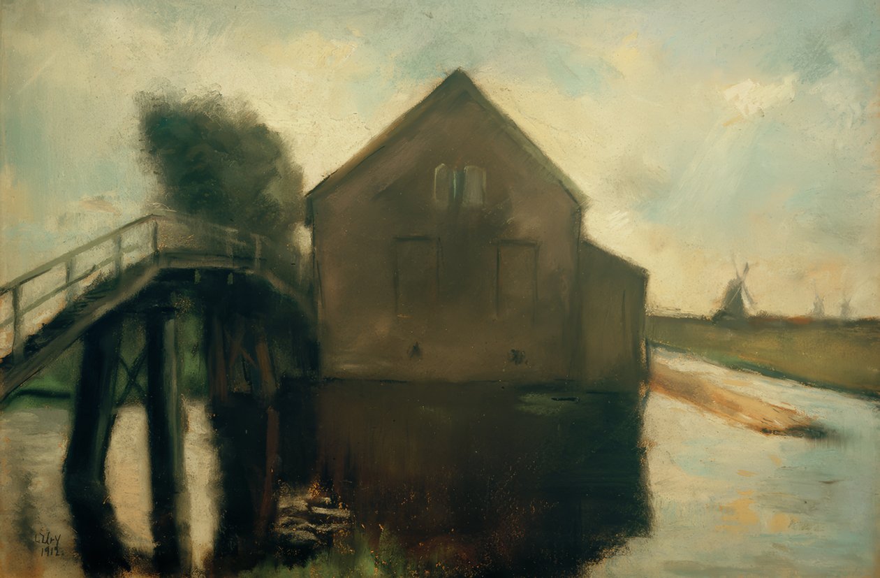 Paisagem holandesa com moinhos de vento de Lesser Ury