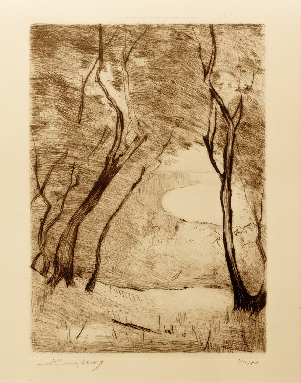 Árvores na costa de Grunewaldsee de Lesser Ury