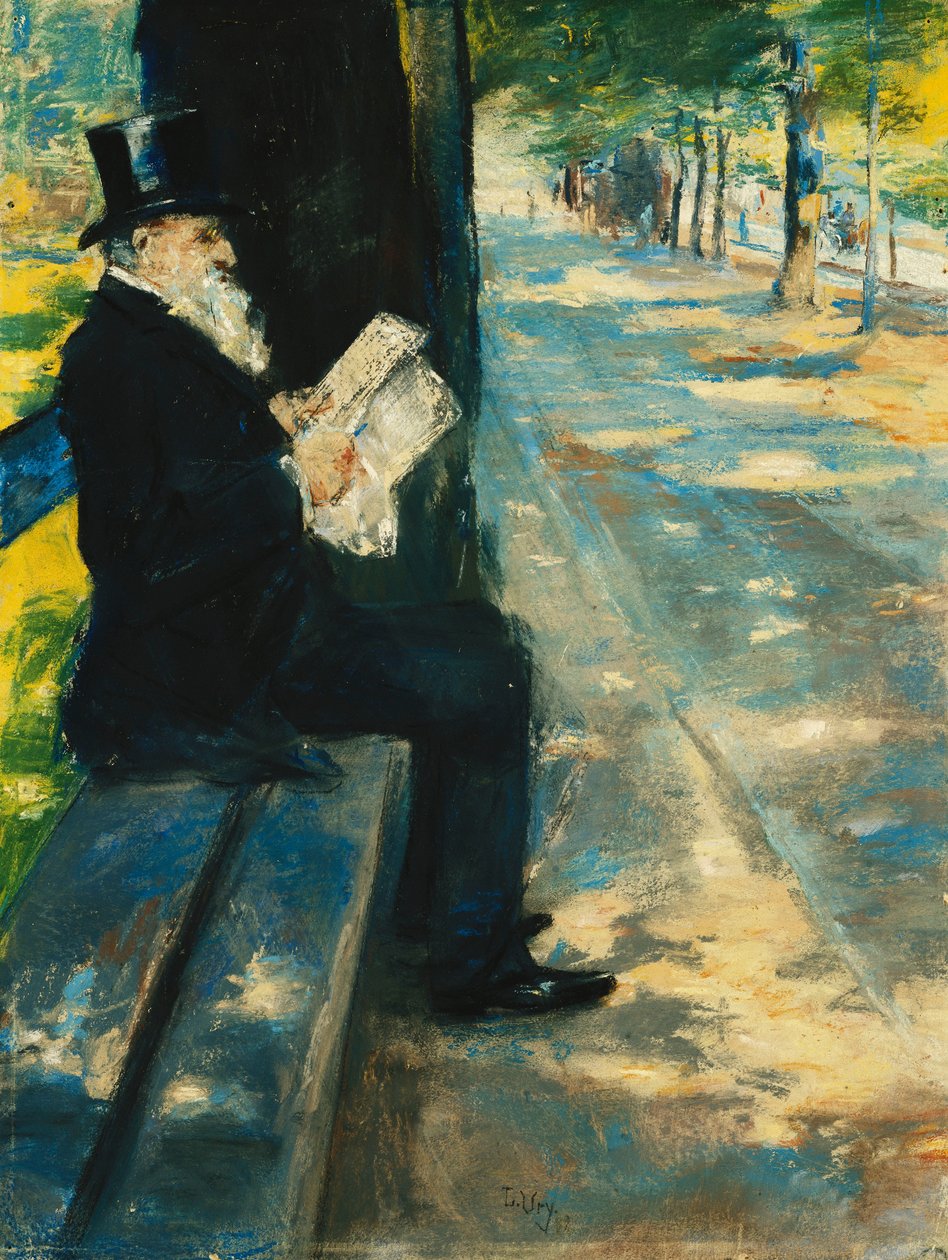 Cavalheiro no parque; Herr im Tiergarten, c.1900 de Lesser Ury