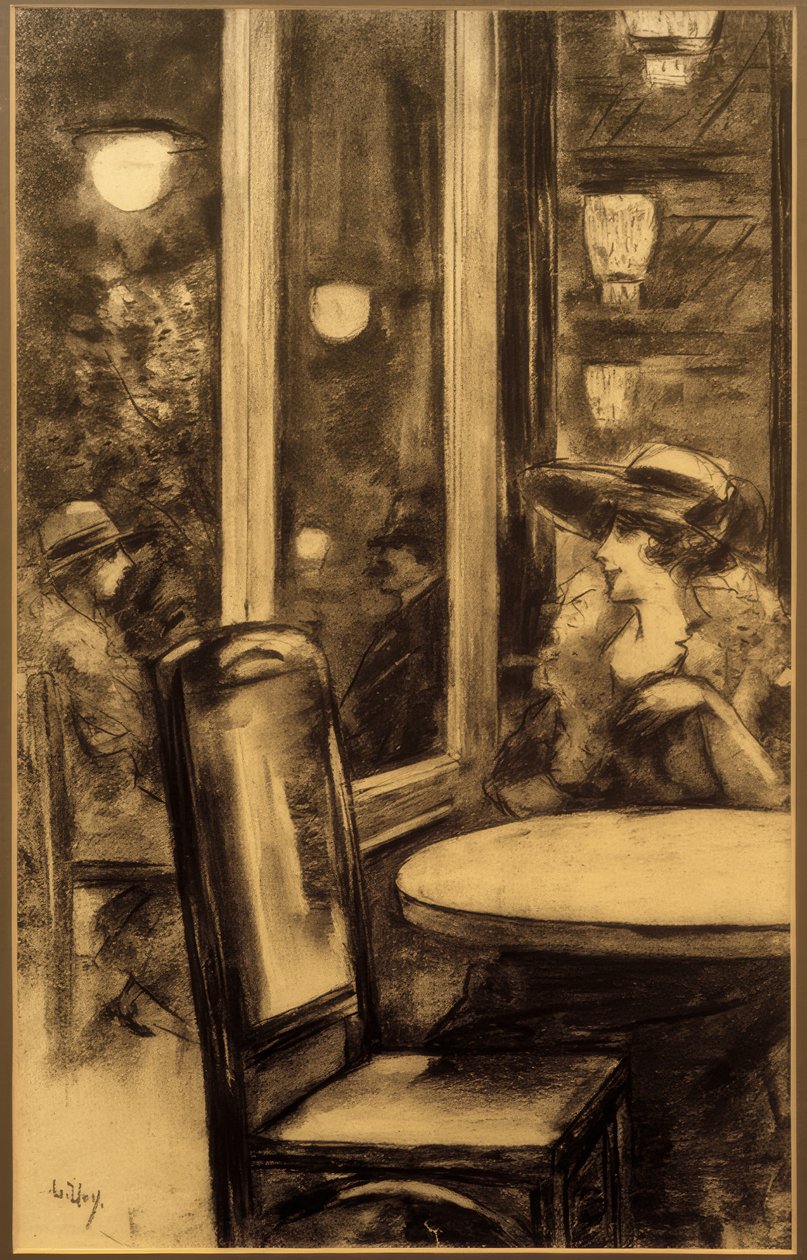 No Café Bauer | Lesser Ury | Impressão de arte