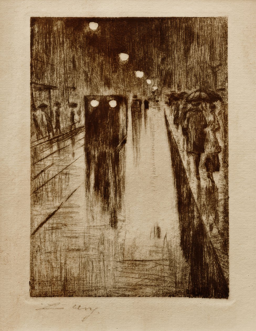 Leipziger Straße na chuva de Lesser Ury