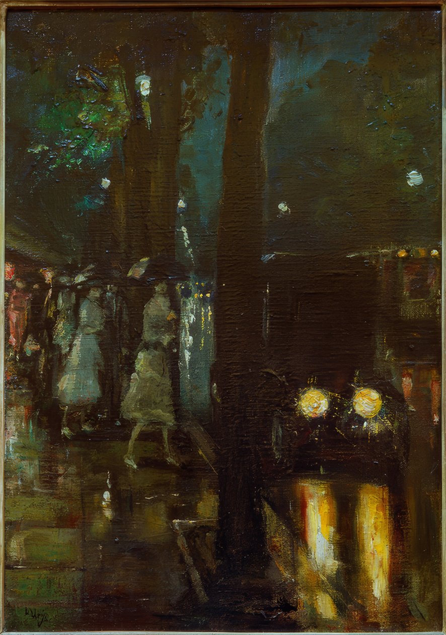 Cena noturna em Kurfürstendamm com vista na direção .. de Lesser Ury