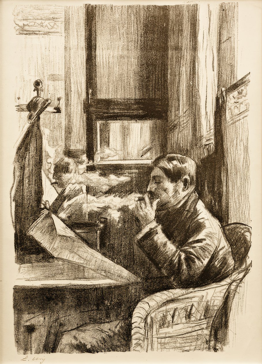 Cavalheiro de fumar no café eu de Lesser Ury