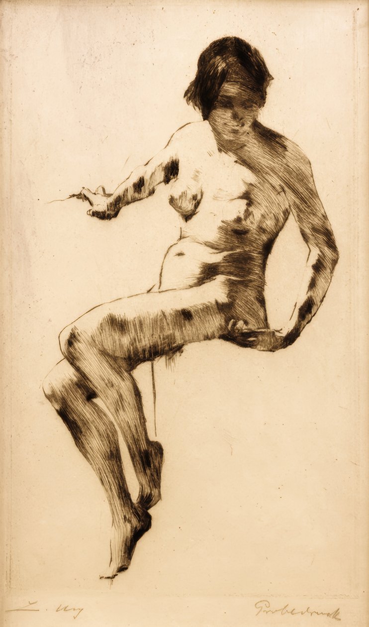 Sentado nu feminino de Lesser Ury