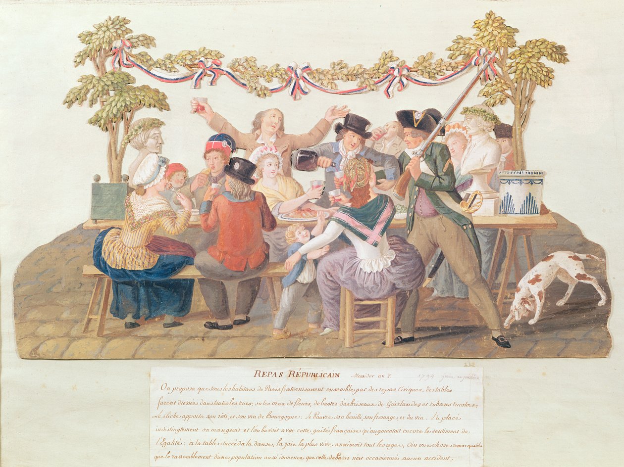 Refeição Republicana, Messidor, Ano II (junho-julho de 1794) (wc e guache no cartão) de Lesueur Brothers