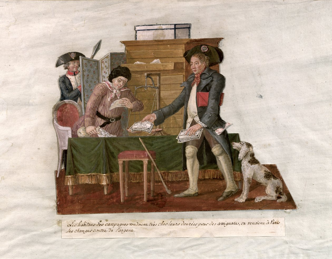 Fol.55 Country Folk and the Money Changer (guache no cartão) de Lesueur Brothers