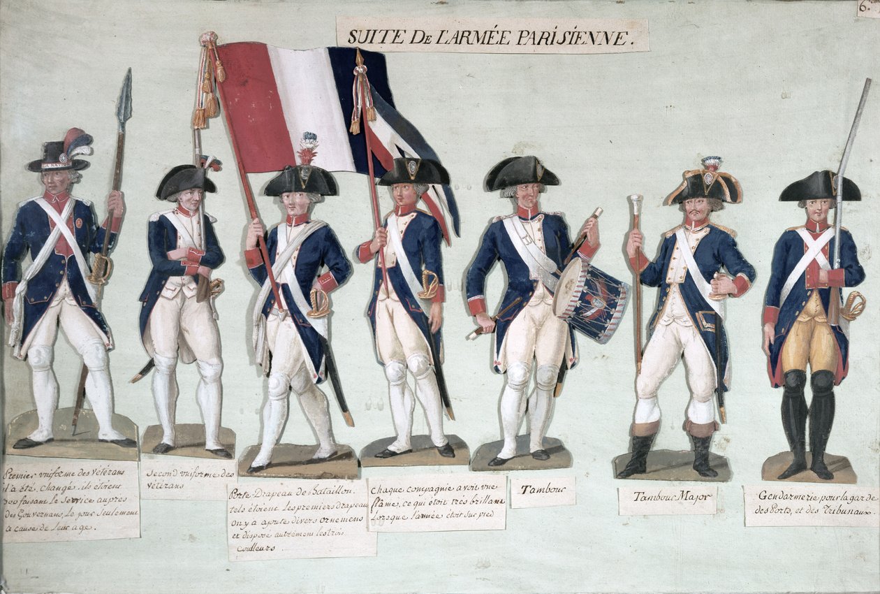 O exército parisiense durante a Revolução Francesa c. 1789 de Lesueur Brothers