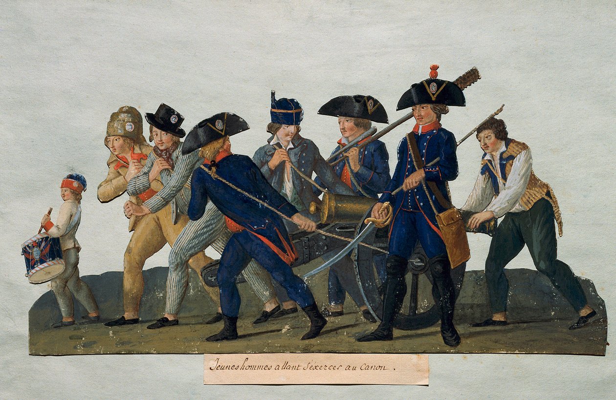 Revolução Francesa: "Jovens que vão praticar com o cânone" Gravação dos irmãos Lesueur (século XVIII). Paris, Musee Carnavalet de Lesueur Brothers