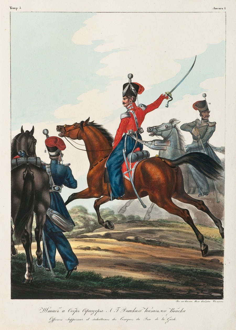 Oficial de Estado-Maior e Chefe do exército de Don Cossacks, 1830-1840 de Lev Alexandrovich Belousov