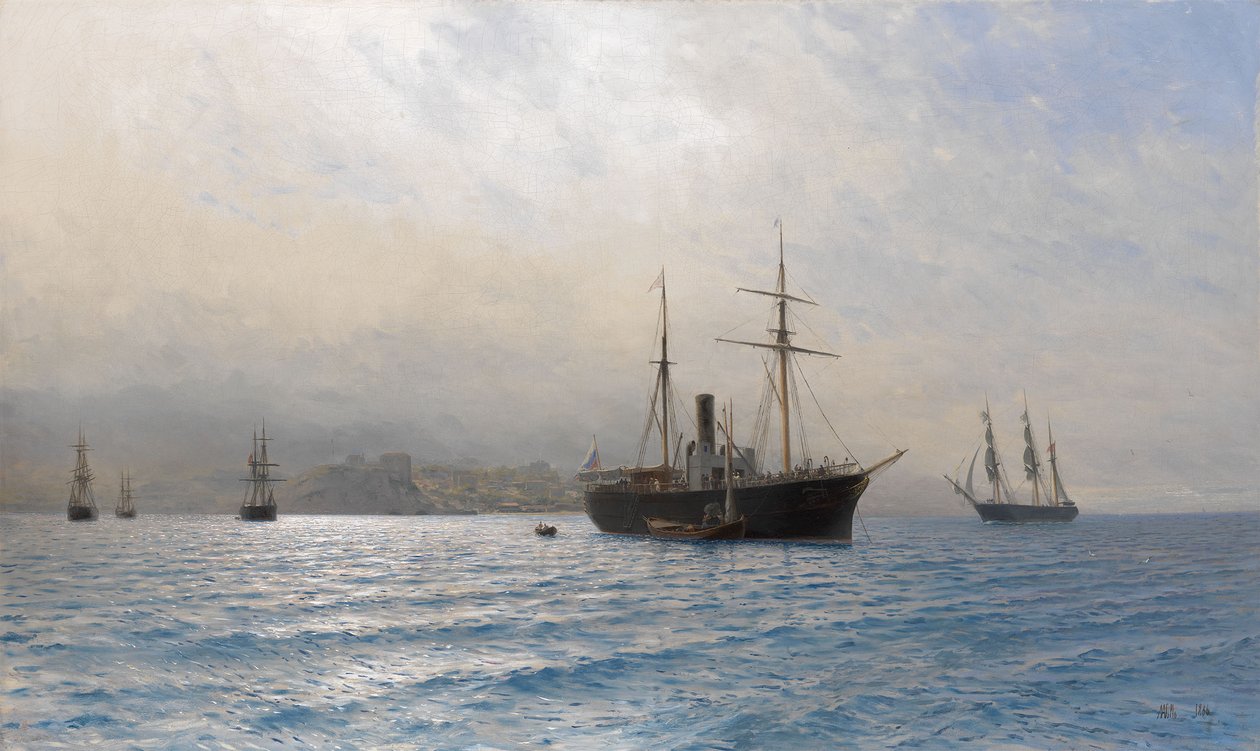 Navio russo na entrada do estreito de Bósforo, após a guerra russo-turca de 18771878 de Lev Felixovich Lagorio