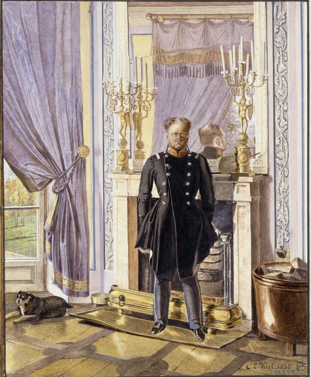 Portrait du grand duc Constantin Pavlovich de Russie (1779-1831), devant l
