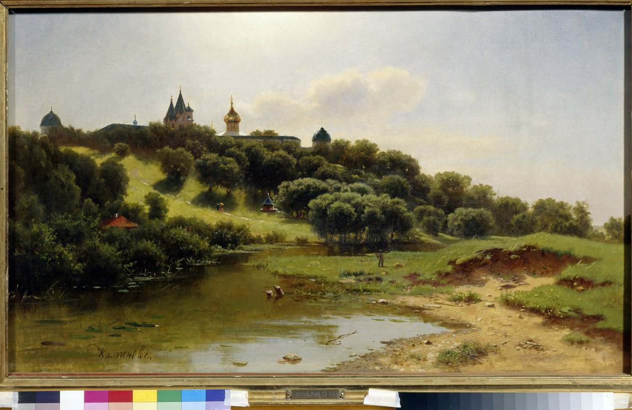 Le monastere Savino Storozhevsky, imprensa de Zvenigorod (Rússia). Peinture de Lev Livovich Kamenev (1833-1886), Huile Sir Toile de Lev Lyvovich Kamenev