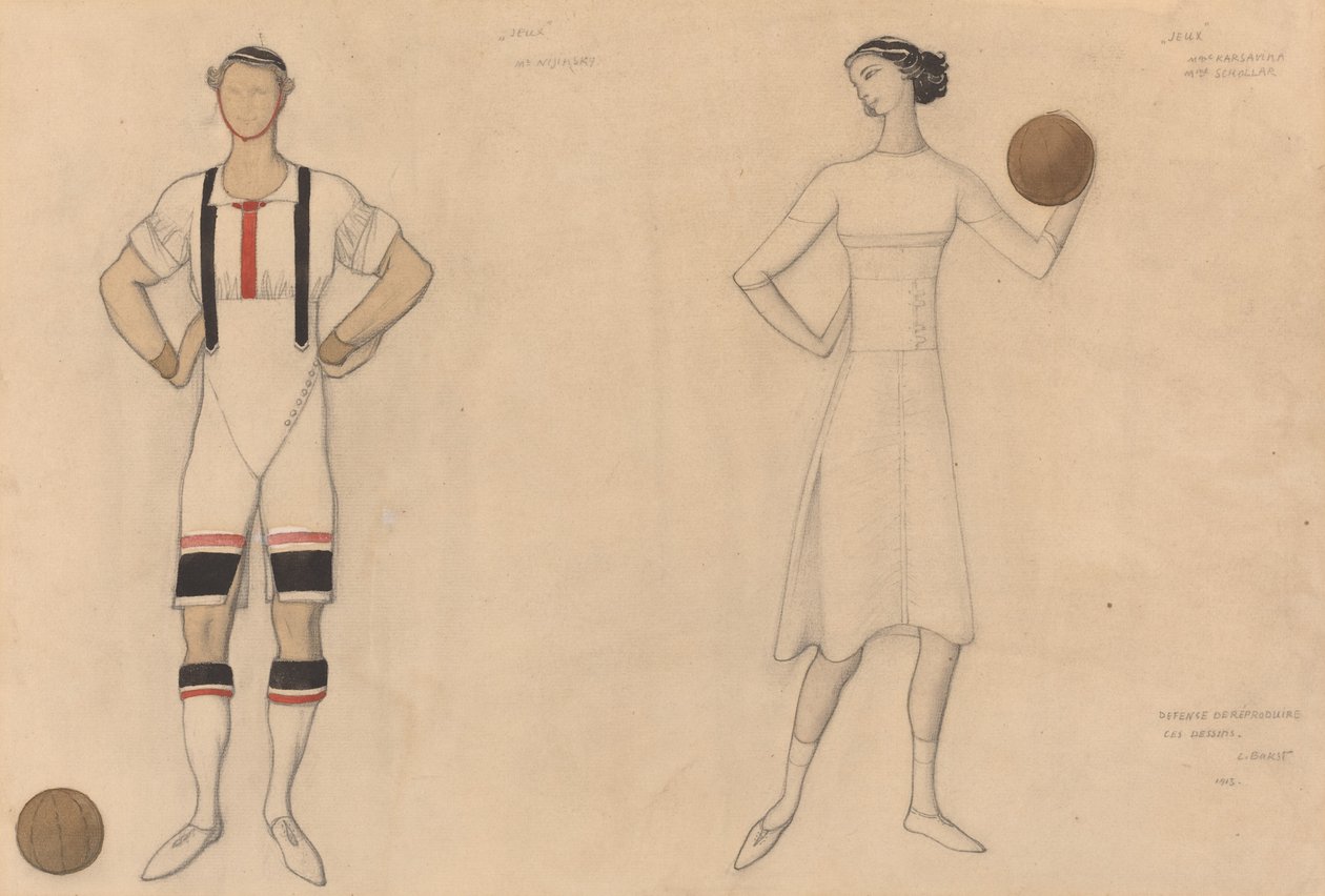 Estudo de figurino para "Jeux" de Lev Samoilovich Bakst