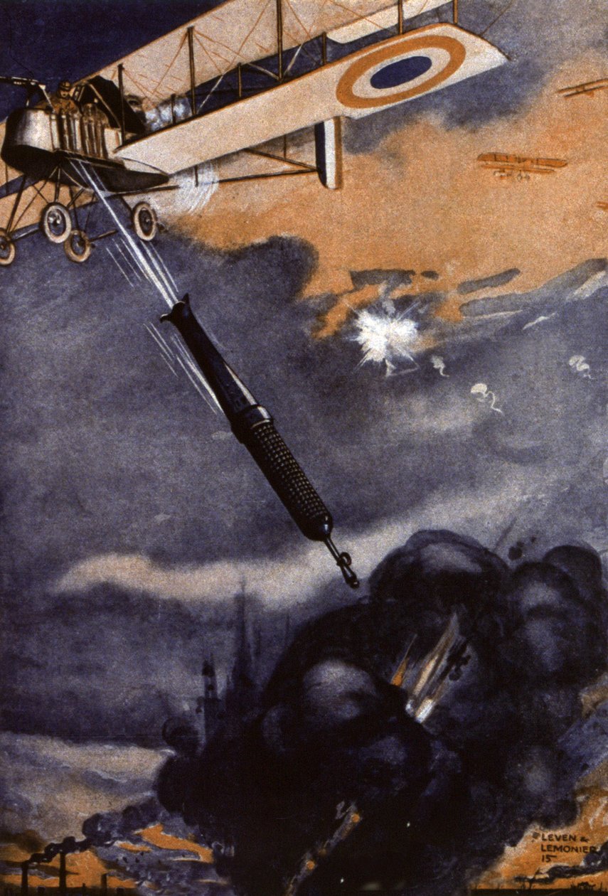 Primeira Guerra Mundial: bomba lançada por um avião de Leven & Lemonier