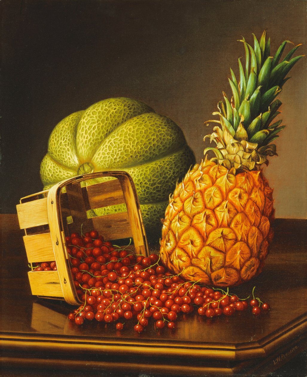 Natureza morta de mesa com frutas de Levi Wells Prentice