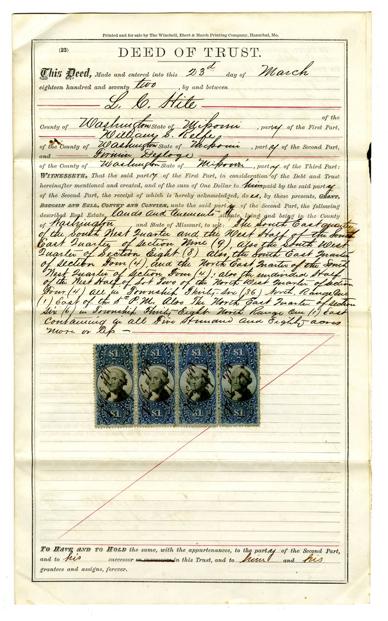 Empréstimo feito por Firmin Desloge para LC (Lewis Cass) Hite de Lewis Cass Hite