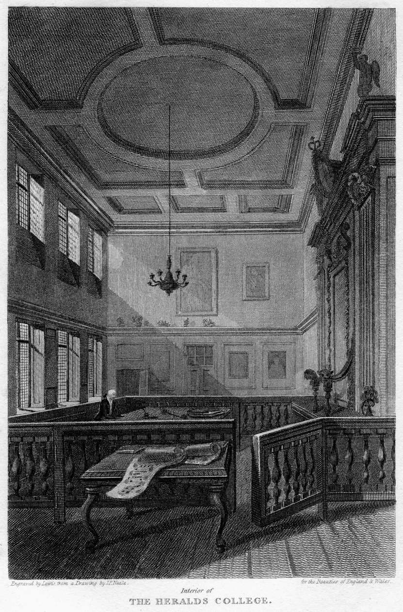 Interior do Heralds College, Londres, 1815. de Lewis