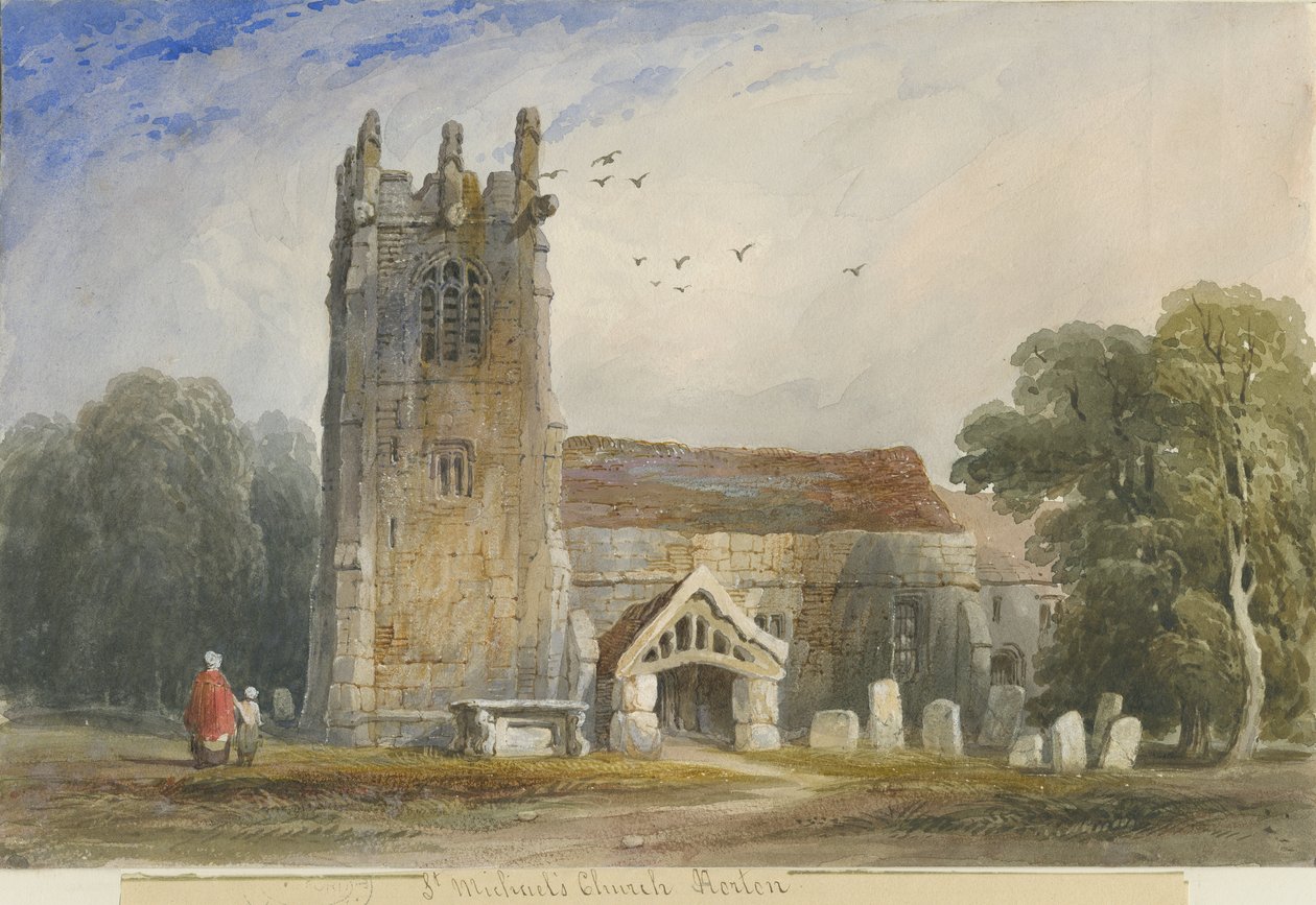 Igreja de Horton: pintura em aquarela, nd [c1840] de Lewis John Wood