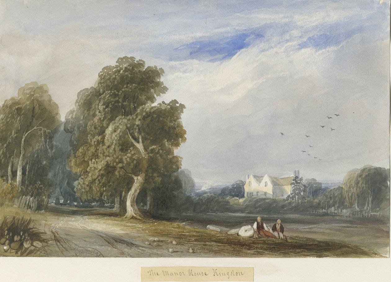 Kingstone - The Manor House: pintura em aquarela, nd [c1830-1840] de Lewis John Wood