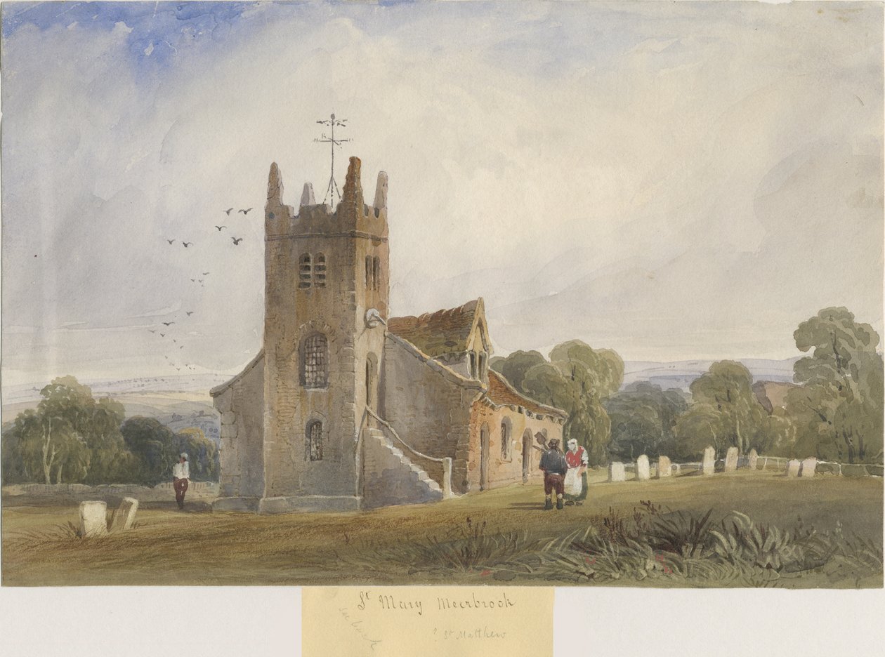 Igreja de Meerbrook - "St. Matthew" s ": pintura em aquarela, nd [c1830-1840] de Lewis John Wood
