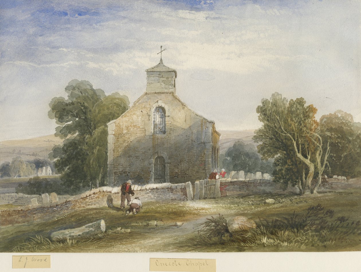 Igreja Onecote: pintura em aquarela, nd [c1830-1840] de Lewis John Wood