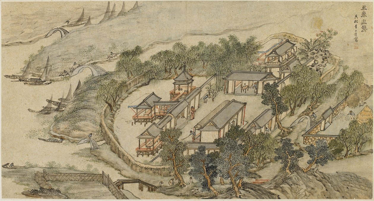 The Five Deer Hermitage, início do século XVII. de Li Shida