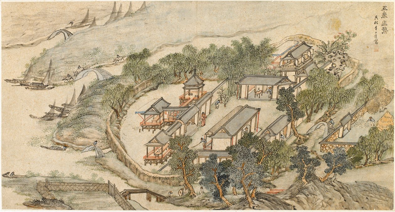 "O Hermitage dos Cinco Veados", início do século XVII de Li Shida
